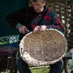 Owen Jones making an oak swill at Hatfield Living Crafts fair 2017